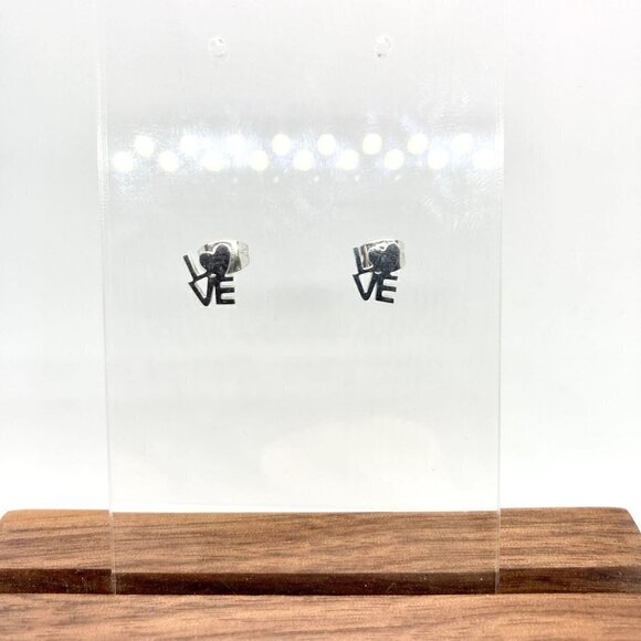 SILVER Love Heart Earring Pair - Picture 2 of 9